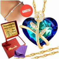 ZŁOTY NASZYJNIK KRYSZTAŁOWE SERCE RÓŻA ZAWIESZKA 925 Grawer + GRATIS