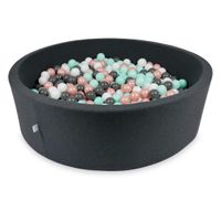 Suchy basen 130x40cm grafitowy z piłeczkami 700szt (białe, różowozłote, jasnomiętowe, grafitowe)