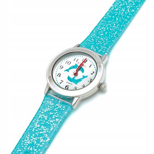 Girls' wrist watch with glitter. Includes exercises for learning the time. na Arena.pl