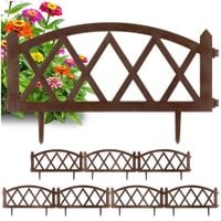 8x Płotek Ogrodowy Brązowy Border Palisada Obrzeże Trawnika Grządki 456 cm