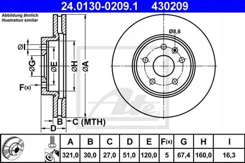 TARCZA HAM PRZOD 321X30 V ATE na Arena.pl