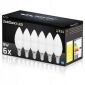6x Żarówka LED E14 8W biały neutralny 4000K 230V PREMIUM MOCNA