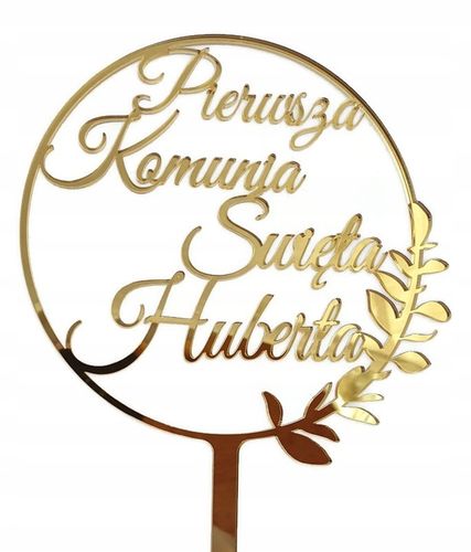 Topper na komunię z imieniem złoty Pierwsza Komunia IMIĘ złote lustro tort na Arena.pl