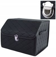Skrzynia organizer do bagażnika samochodu TWARDA SKÓRZANA CZARNA 40x30x30cm