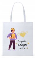 Torba Biała Eco Shopper Dla Inżyniera Prezent Z Nadrukiem Ze Zdjęciem