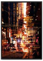 Plakat china town miasto abstrakcja 40x50 cm w czarnej ramie