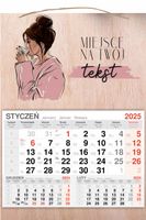 KALENDARZ wiszący 2025 DREWNIANY prezent dzień kobiet twój napis tekst