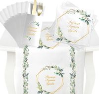 Zestaw dekoracji stołu na komunię bieżnik serwetki kieszonki na sztućce