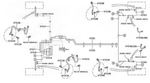 TOYOTA AURIS 1 Zestaw przewodów hamulcowych sztywnych miedzianych Oś Tylna na Arena.pl