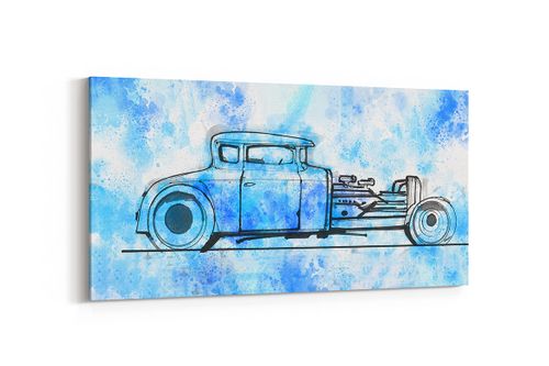 OBRAZ NA PŁÓTNIE CANVAS DO SALONU SAMOCHÓD NIEBIESKI 100X50 CM na Arena.pl