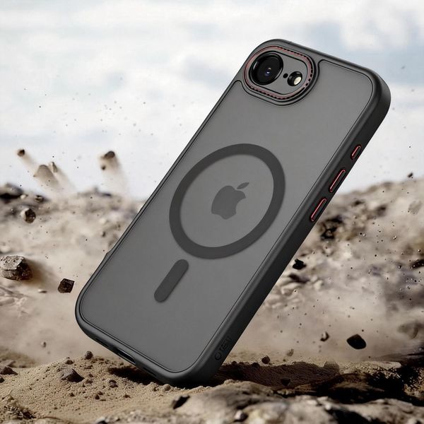 tech-protect magcam magsafe iphone 16e / 17e matte black/red zdjęcie 6