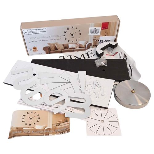 SREBRNY Bezramowy Duży Zegar Ścienny DIY na Arena.pl