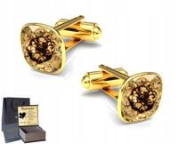 Złote Spinki do Mankietów Koszuli Srebro 925 Grawer Damskie Męskie na Ślub