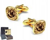 Złote Spinki do Mankietów Koszuli Srebro 925 Grawer Damskie Męskie na Ślub