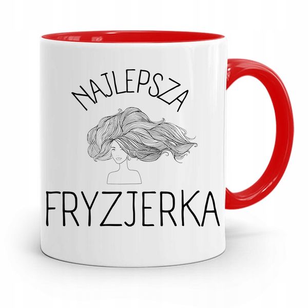 Kubek Czerwony Fryzjera Najlepsza Fryzjerka Z Nadrukiem Ze Zdjęciem zdjęcie 1