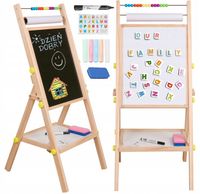 Duża obrotowa tablica drewniana kredowa magnetyczna suchościeralna 5w1