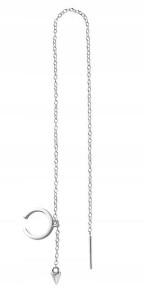 MD długa srebrna nausznica kolczyk łańcuszek S925 zdjęcie 1