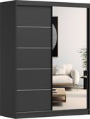 Szafa przesuwna VISTA 05 150x61 CZARNY/CZARNY+LUSTRO półki PRODUCENT