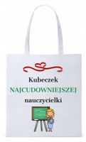 Dzień Nauczyciela Prezent Torba Eco Biała Shopper Z Nadrukiem Ze Zdjęciem