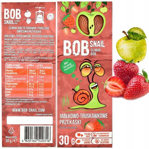 ŚLIMAK BOB SNAIL PRZEKĄSKA bez cukru glutenu 30G MIX SMAKÓW x 8szt 0,24KG na Arena.pl