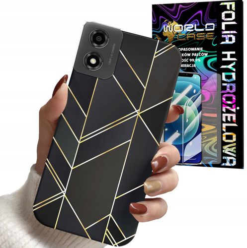 ETUI DO MOTOROLA MOTO E14 - MARMUREK GEOMETRYCZNE WZORY DLA KOBIET + FOLIA na Arena.pl