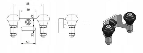 UCHWYT GÓRNY BRAMY PRZESUWNEJ 40 mm OCYNK ŁAPACZ na Arena.pl