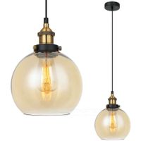 Wisząca LAMPA skandynawska CARDENA MDM-4330/1 GD+AMB Italux loftowa OPRAWA szklany ZWIS kula ball bursztynowy