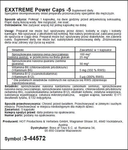 Supl.diety eXXtreme power caps 1x5stk. na Arena.pl