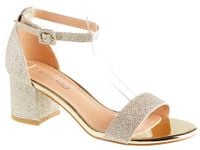 Sandały na obcasie słupku 6 cm. złote brokatowe Rozmiar obuwia - 37