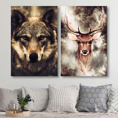 Obraz na płótnie - Canvas, Jelonek wśród dymu 70x100 na Arena.pl