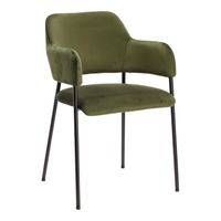 Krzesło Lima welurowe z podłokietnikami zielone tapicerowane