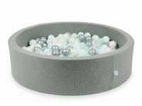 Suchy basen szary 110x30 z piłeczkami 400 sztuk (przezroczyste, perłowe, srebrne, jasnomiętowe)