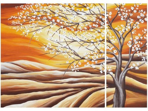 70X50CM KWITNĄCE DRZEWO DWÓJ OBRAZ NIESYMETRYCZNY na Arena.pl