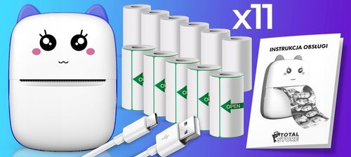 MINI DRUKARKA TERMICZNA DRUKUŚ ORYGINALNY DO ZDJĘĆ NOTATEK + 11SZT ROLEK na Arena.pl