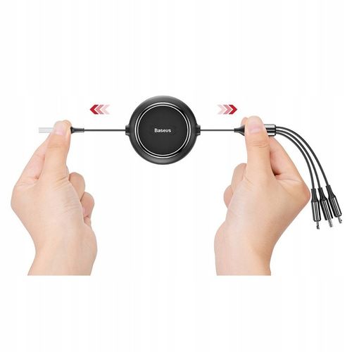 BASEUS SZYBKI KABEL ZWIJANY 3w1 USB - micro USB/Lightning/USB C 3.5A 1,2m na Arena.pl