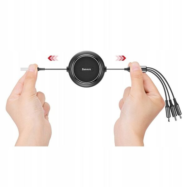 BASEUS SZYBKI KABEL ZWIJANY 3w1 USB - micro USB/Lightning/USB C 3.5A 1,2m zdjęcie 15