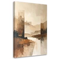 Obraz do salonu sypialni, Pastelowy Pejzaż Gór Rustykalny