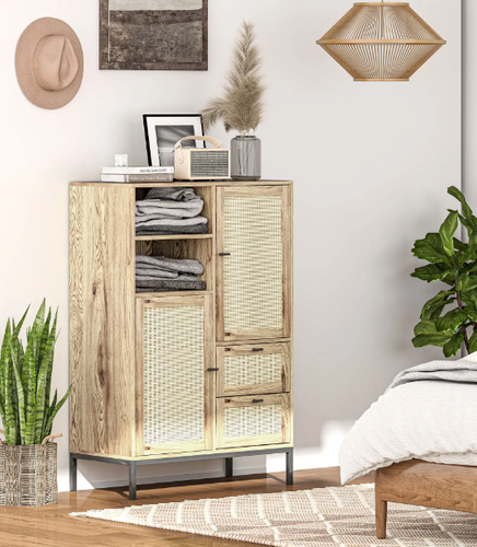 Szafka do przechowywania regał witrynka z rattanu w stylu Boho na Arena.pl