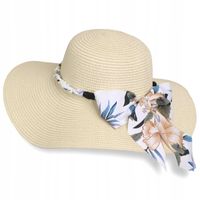 Duży Słomkowy kapelusz damski falowany plażowy