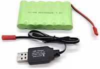 Akumulator 7.2V 2400mAh Ni-MH JST ładowarki USB RC