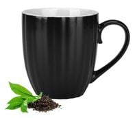 Kubek porcelanowy 380 ml czarny mat wypukły ryflowany wzór paseczki prążki