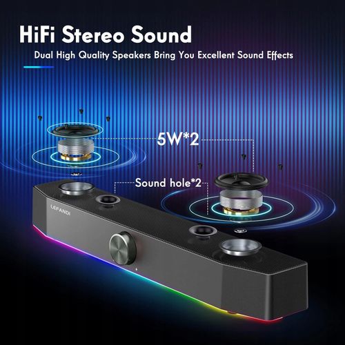Głośnik przenośny komputerowy LEFANDI D528 czarny 10 W Oświetlenie RGB HIT! na Arena.pl