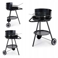 GRILL WĘGLOWY OGRODOWY OKRĄGŁY RUSZT REGULACJA WYSOKOŚCI PRZENOŚNY KÓŁKA