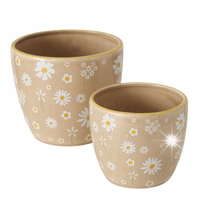 Ceramiczny zestaw donic Honey BEŻOWY 13/16cm dekoracyjne okrągłe na kwiaty