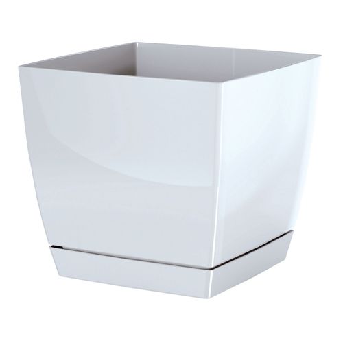 Doniczka COUBI DUKP135 z podstawką | Biały, Kształt Kwadratowy, Wymiary 13.5x13.5x12.4 cm, Kolor Biały, Prosperplast na Arena.pl