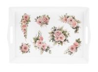 Taca dekoracyjna z melaminy 35,5 x 24 x 4,1 cm wygodne uchwyty wzór kwiaty