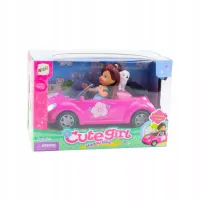 Zestaw mini laleczka + samochód Kabriolet + piesek