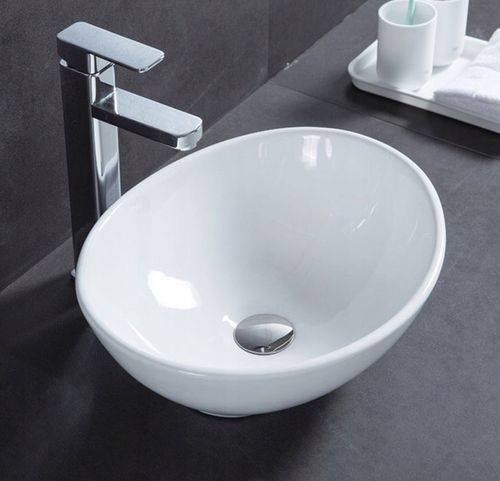 UMYWALKA NABLATOWA CERAMICZNA OWALNA OWAL BIAŁA STAWIANA NA BLAT 42 x na Arena.pl