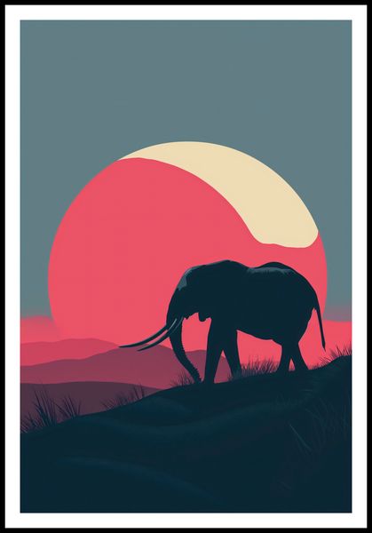 Plakat 68x101cm Słoń przy Czerwieni zdjęcie 3