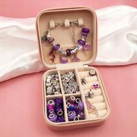 Zestaw Do Biżuterii Fiolet Komplet Koralików 68 Elementów Zestaw Kreatywny